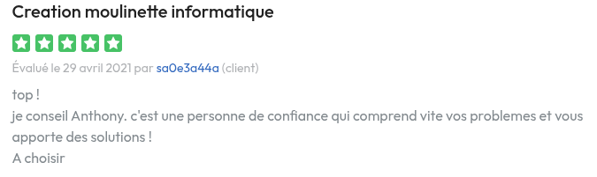 Avis sa0e3a44a — Codeur.com